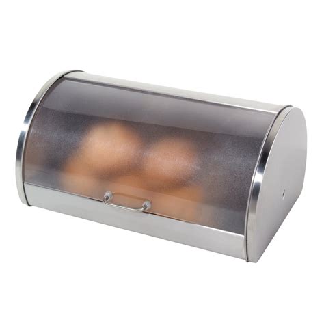 oggi stainless steel roll top bread box|brushed stainless steel bread box.